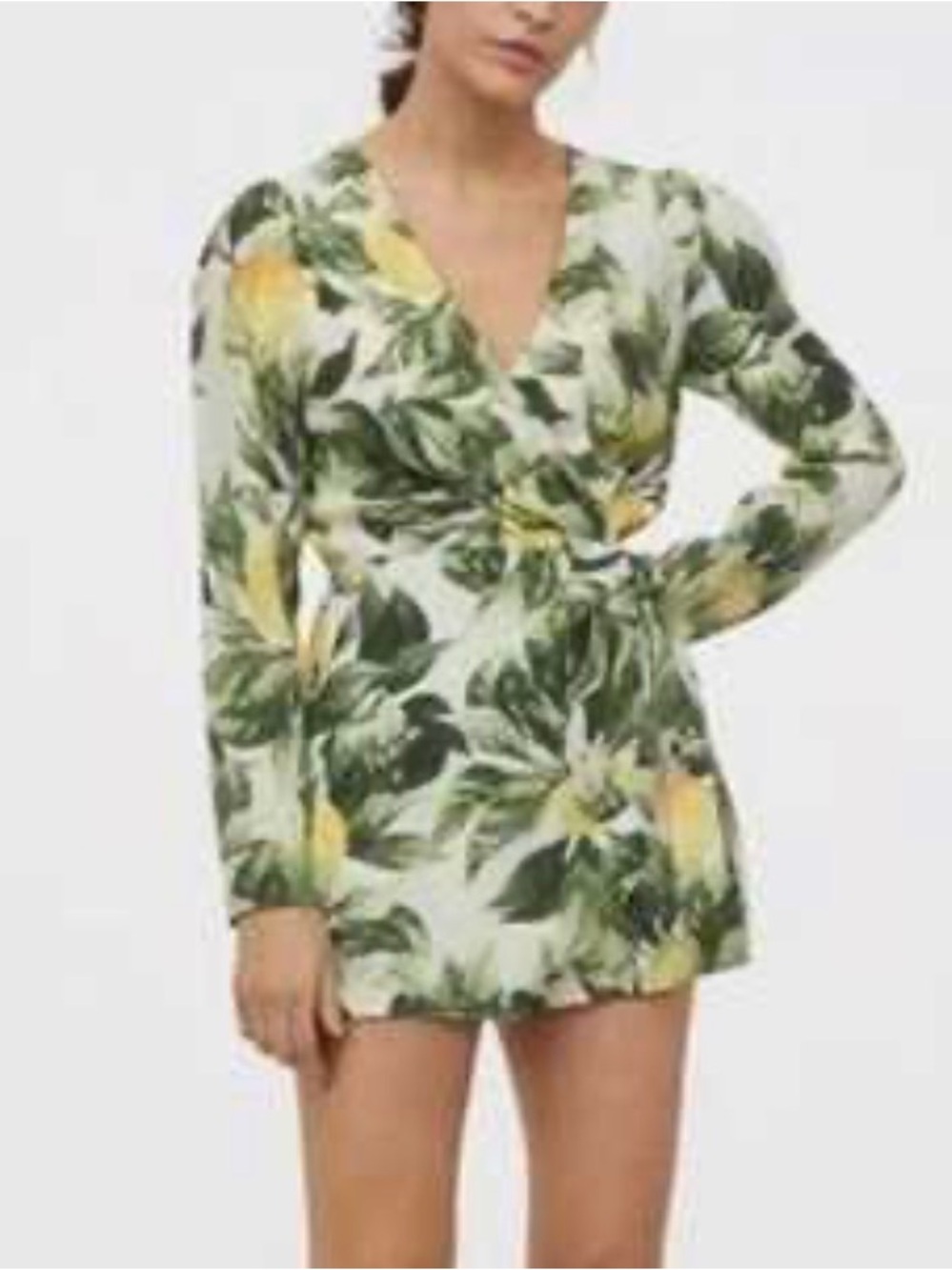 H&M  Romper with Lemon Green & Yellow Tropical Print